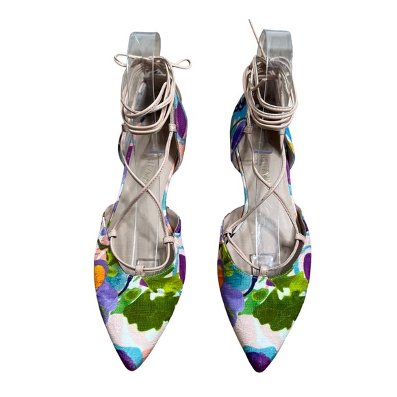 Stuart Weitzman Gilligan Flat Watercolor Print 7 1/2N - Picture 1 of 15